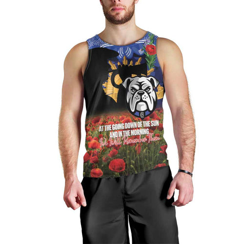 Personalised Bulldogs Rugby ANZAC Day Men Tank Top Last Post Poppy We Will Remember Them