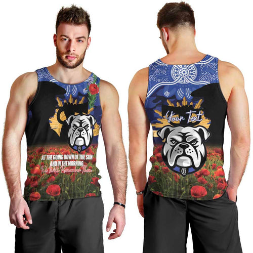 Personalised Bulldogs Rugby ANZAC Day Men Tank Top Last Post Poppy We Will Remember Them