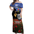 Personalised Bulldogs Rugby ANZAC Day Off Shoulder Maxi Dress Last Post Poppy We Will Remember Them