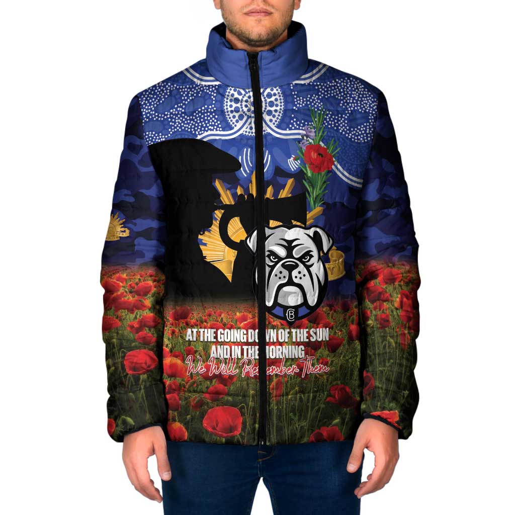 Personalised Bulldogs Rugby ANZAC Day Padded Jacket Last Post Poppy We Will Remember Them