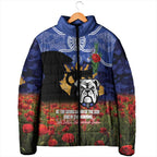 Personalised Bulldogs Rugby ANZAC Day Padded Jacket Last Post Poppy We Will Remember Them