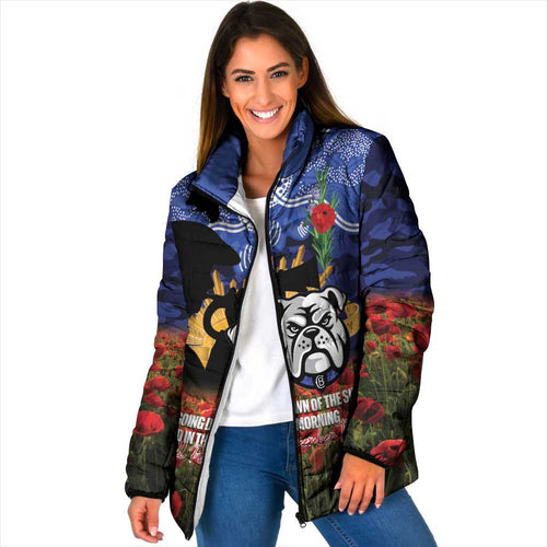 Personalised Bulldogs Rugby ANZAC Day Padded Jacket Last Post Poppy We Will Remember Them