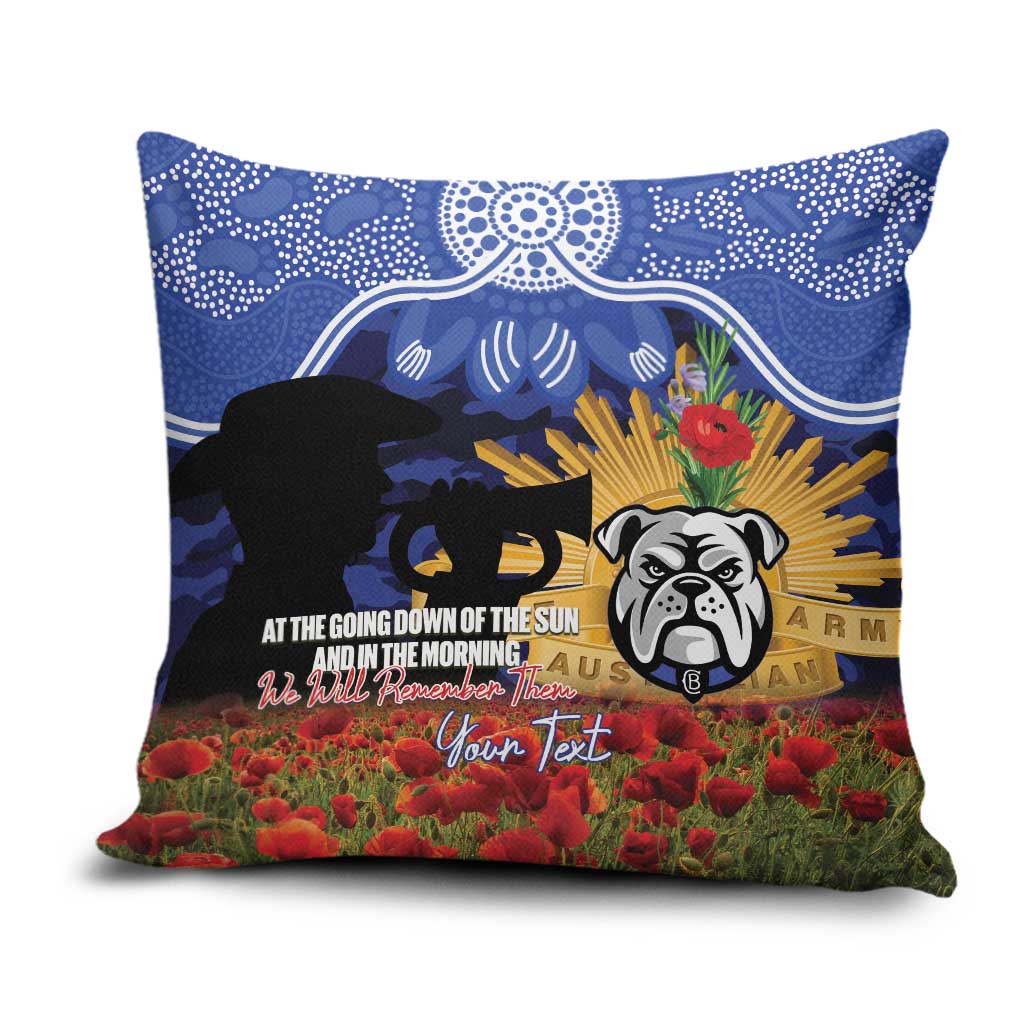 Personalised Bulldogs Rugby ANZAC Day Pillow Cover Last Post Poppy We Will Remember Them