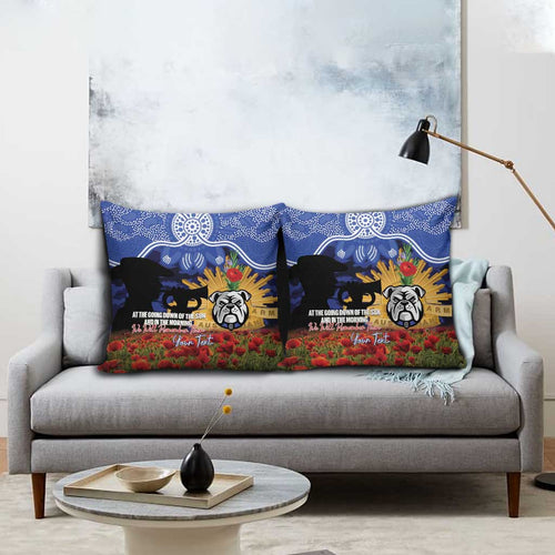 Personalised Bulldogs Rugby ANZAC Day Pillow Cover Last Post Poppy We Will Remember Them