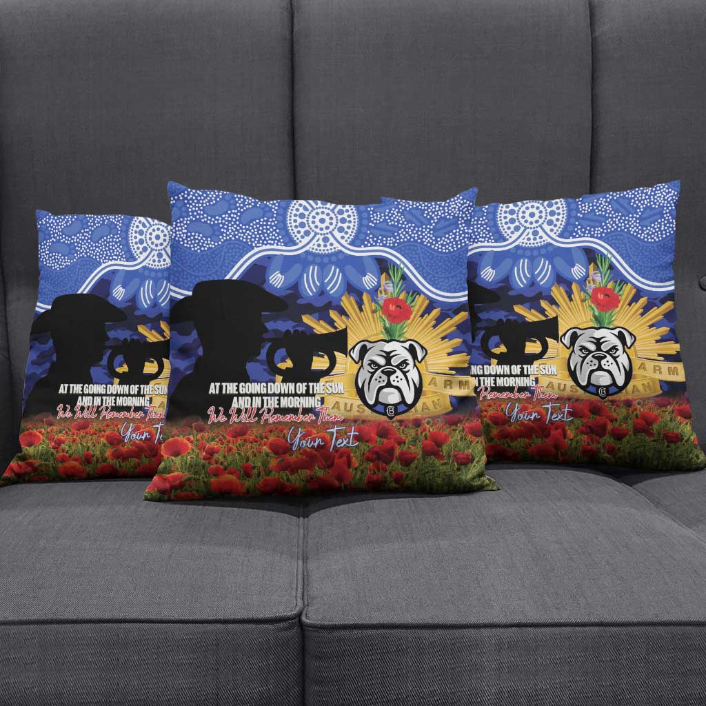 Personalised Bulldogs Rugby ANZAC Day Pillow Cover Last Post Poppy We Will Remember Them
