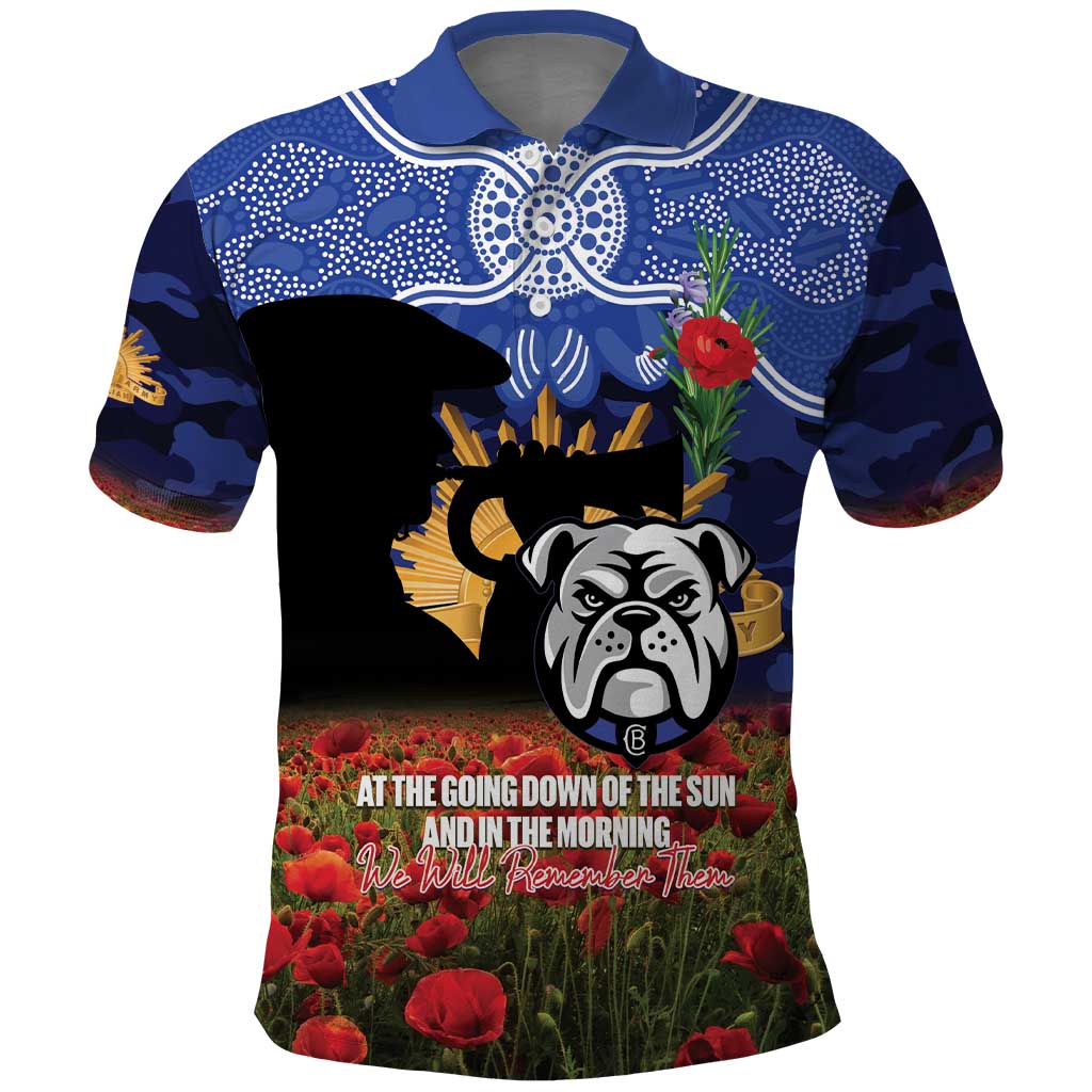 Personalised Bulldogs Rugby ANZAC Day Polo Shirt Last Post Poppy We Will Remember Them