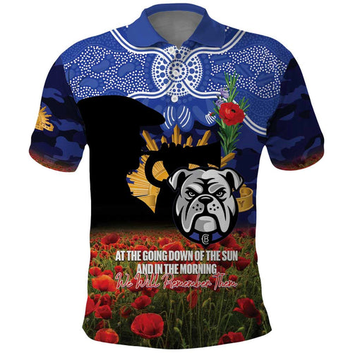 Personalised Bulldogs Rugby ANZAC Day Polo Shirt Last Post Poppy We Will Remember Them