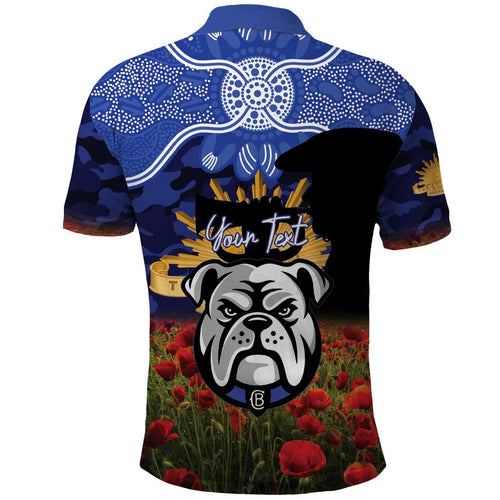 Personalised Bulldogs Rugby ANZAC Day Polo Shirt Last Post Poppy We Will Remember Them