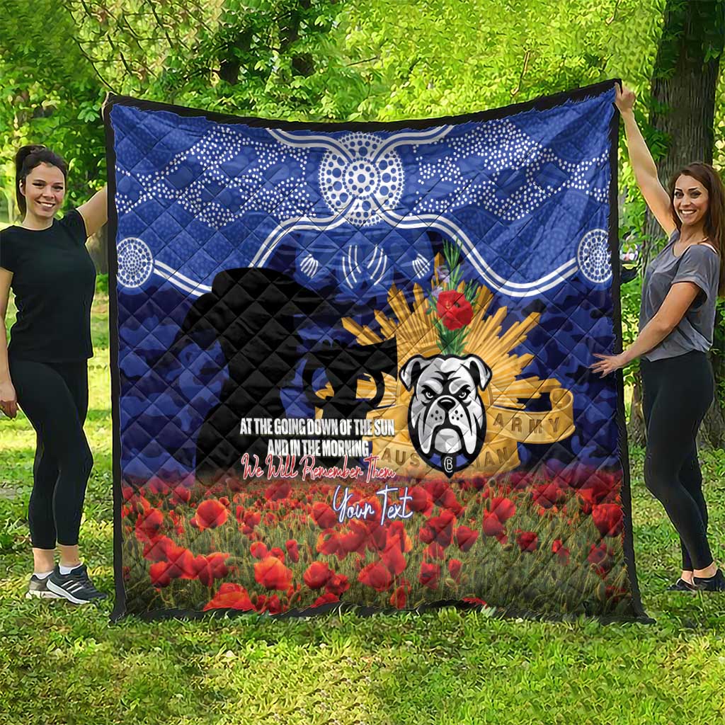 Personalised Bulldogs Rugby ANZAC Day Quilt Last Post Poppy We Will Remember Them