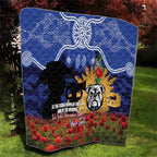 Personalised Bulldogs Rugby ANZAC Day Quilt Last Post Poppy We Will Remember Them
