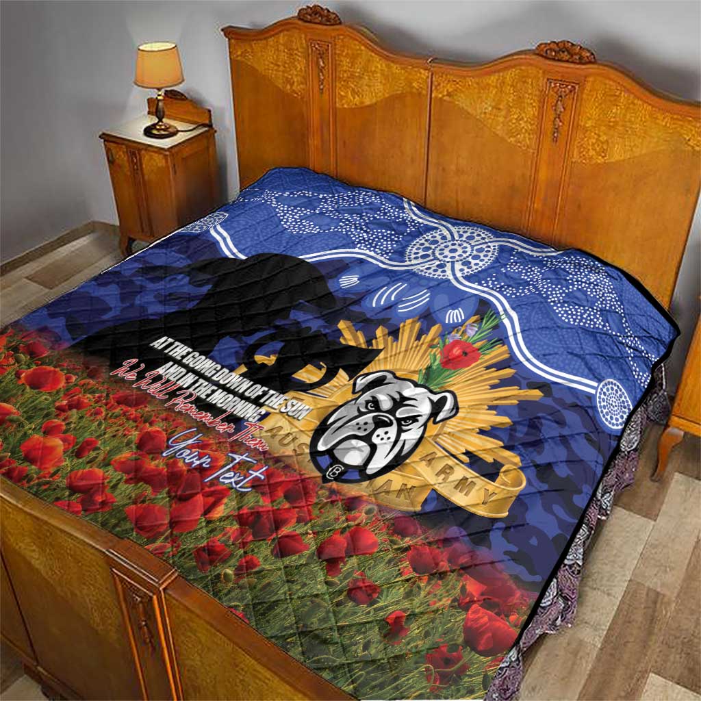 Personalised Bulldogs Rugby ANZAC Day Quilt Last Post Poppy We Will Remember Them