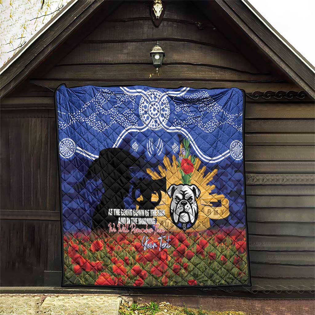 Personalised Bulldogs Rugby ANZAC Day Quilt Last Post Poppy We Will Remember Them
