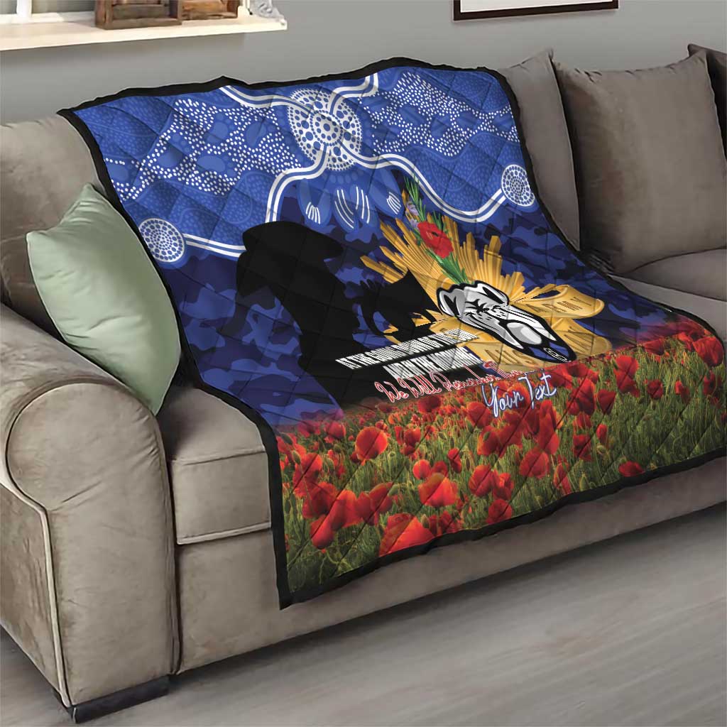 Personalised Bulldogs Rugby ANZAC Day Quilt Last Post Poppy We Will Remember Them