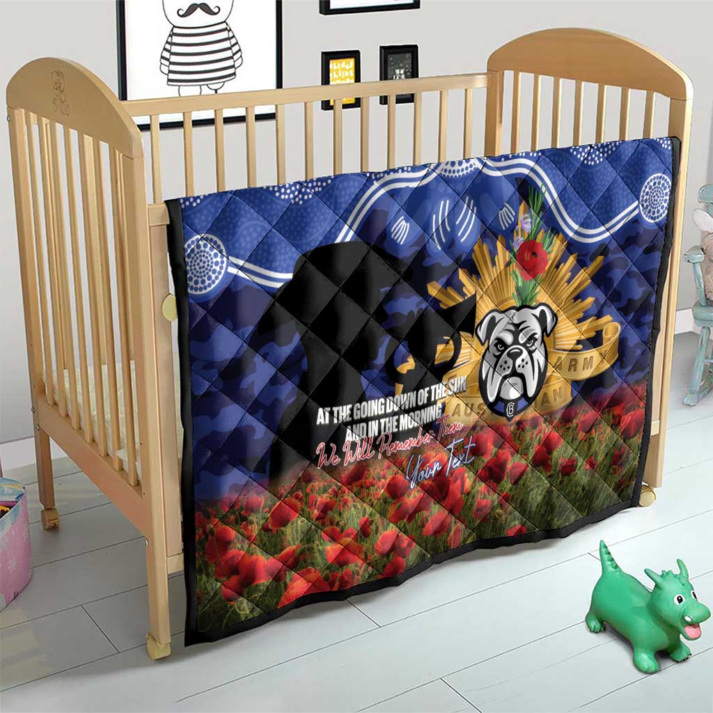 Personalised Bulldogs Rugby ANZAC Day Quilt Last Post Poppy We Will Remember Them