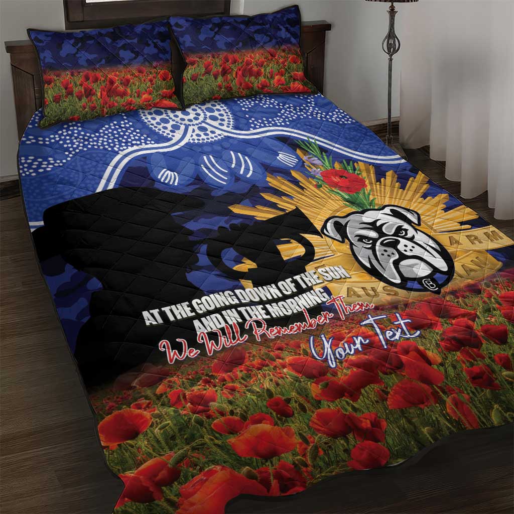Personalised Bulldogs Rugby ANZAC Day Quilt Bed Set Last Post Poppy We Will Remember Them