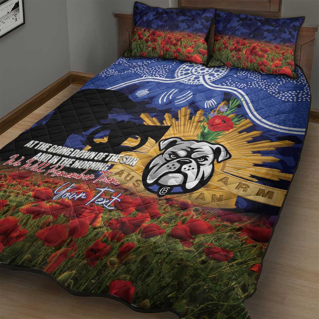 Personalised Bulldogs Rugby ANZAC Day Quilt Bed Set Last Post Poppy We Will Remember Them
