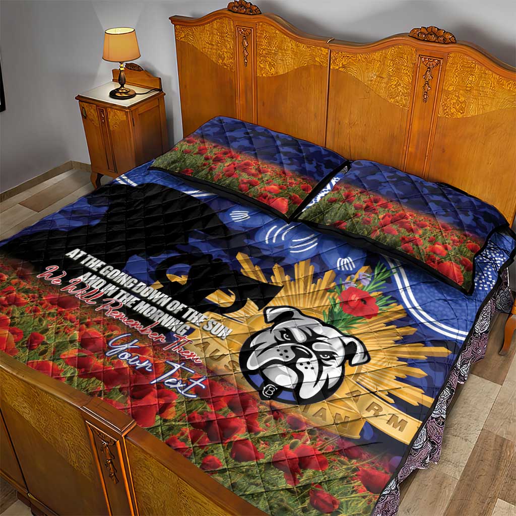 Personalised Bulldogs Rugby ANZAC Day Quilt Bed Set Last Post Poppy We Will Remember Them