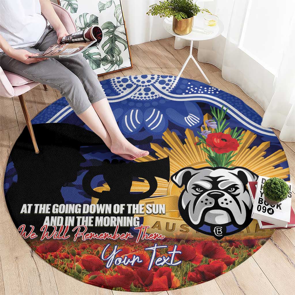 Personalised Bulldogs Rugby ANZAC Day Round Carpet Last Post Poppy We Will Remember Them