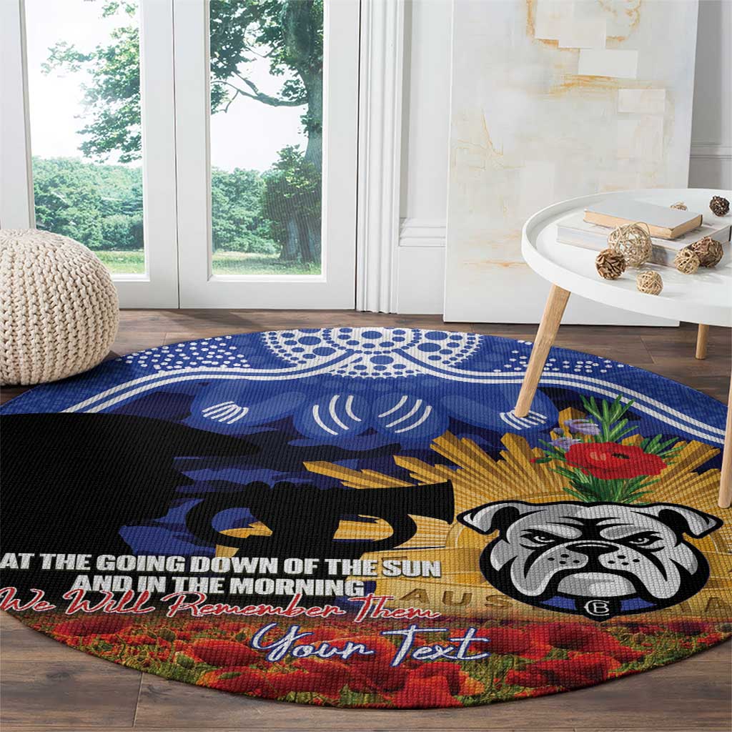 Personalised Bulldogs Rugby ANZAC Day Round Carpet Last Post Poppy We Will Remember Them