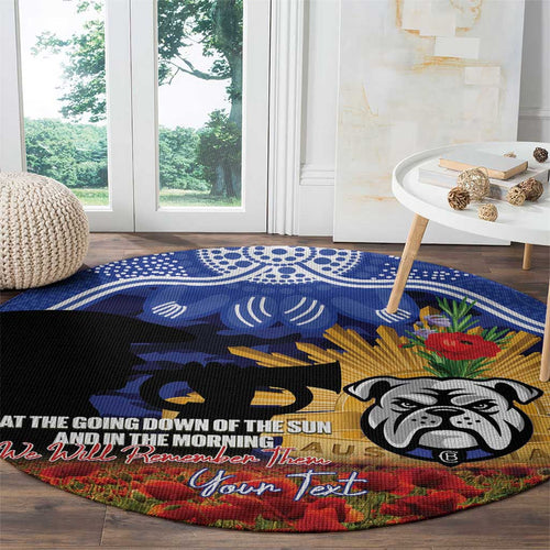 Personalised Bulldogs Rugby ANZAC Day Round Carpet Last Post Poppy We Will Remember Them