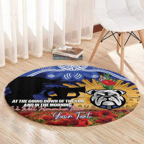 Personalised Bulldogs Rugby ANZAC Day Round Carpet Last Post Poppy We Will Remember Them