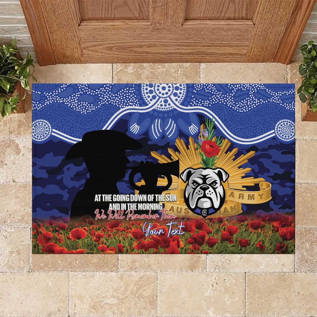 Personalised Bulldogs Rugby ANZAC Day Rubber Doormat Last Post Poppy We Will Remember Them