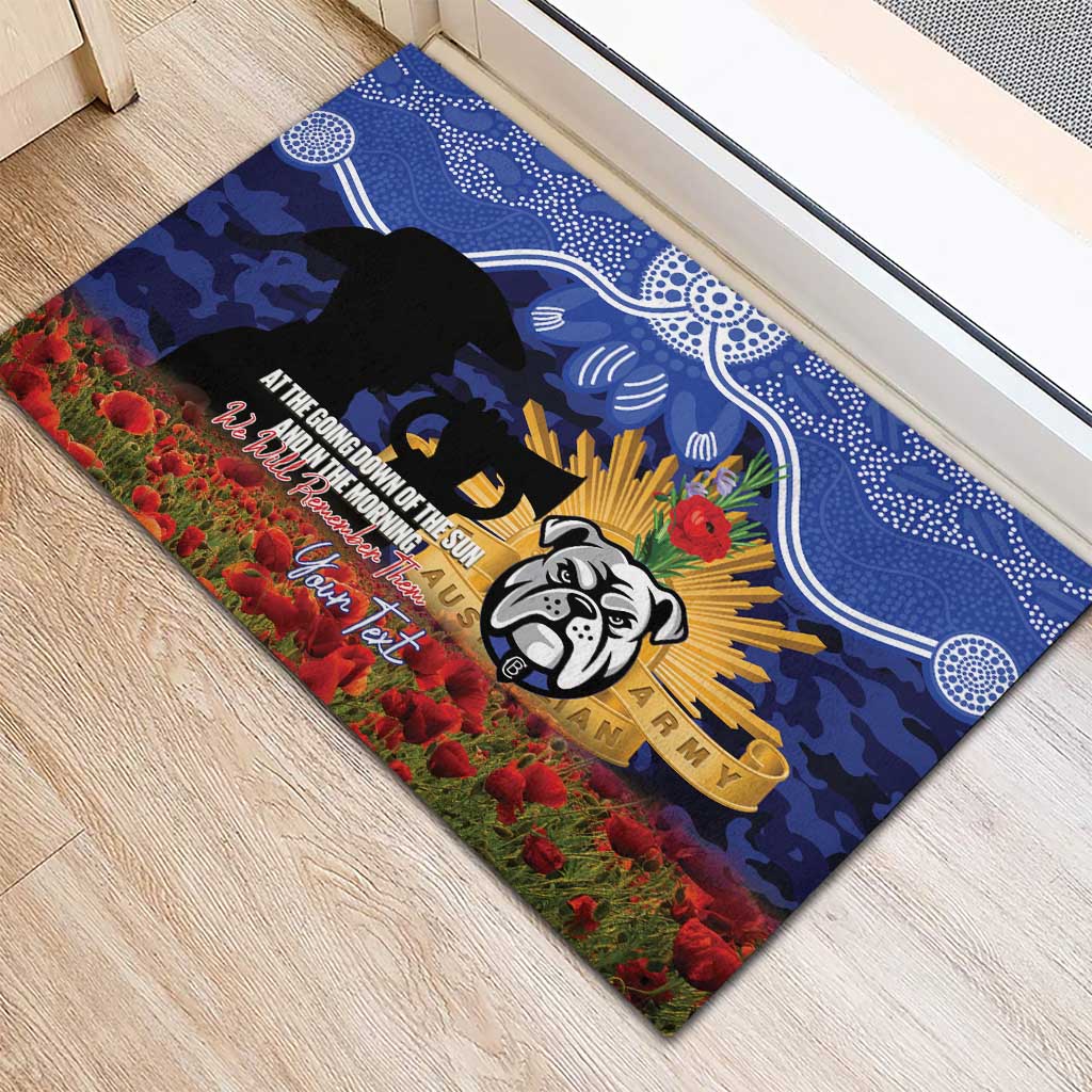 Personalised Bulldogs Rugby ANZAC Day Rubber Doormat Last Post Poppy We Will Remember Them