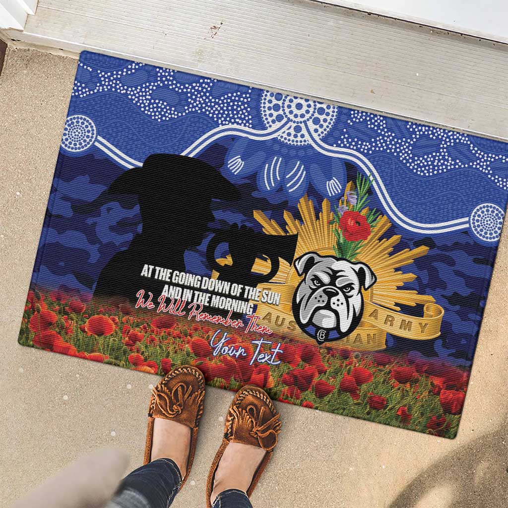 Personalised Bulldogs Rugby ANZAC Day Rubber Doormat Last Post Poppy We Will Remember Them