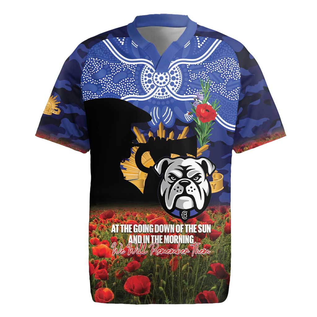 Personalised Bulldogs Rugby ANZAC Day Rugby Jersey Last Post Poppy We Will Remember Them