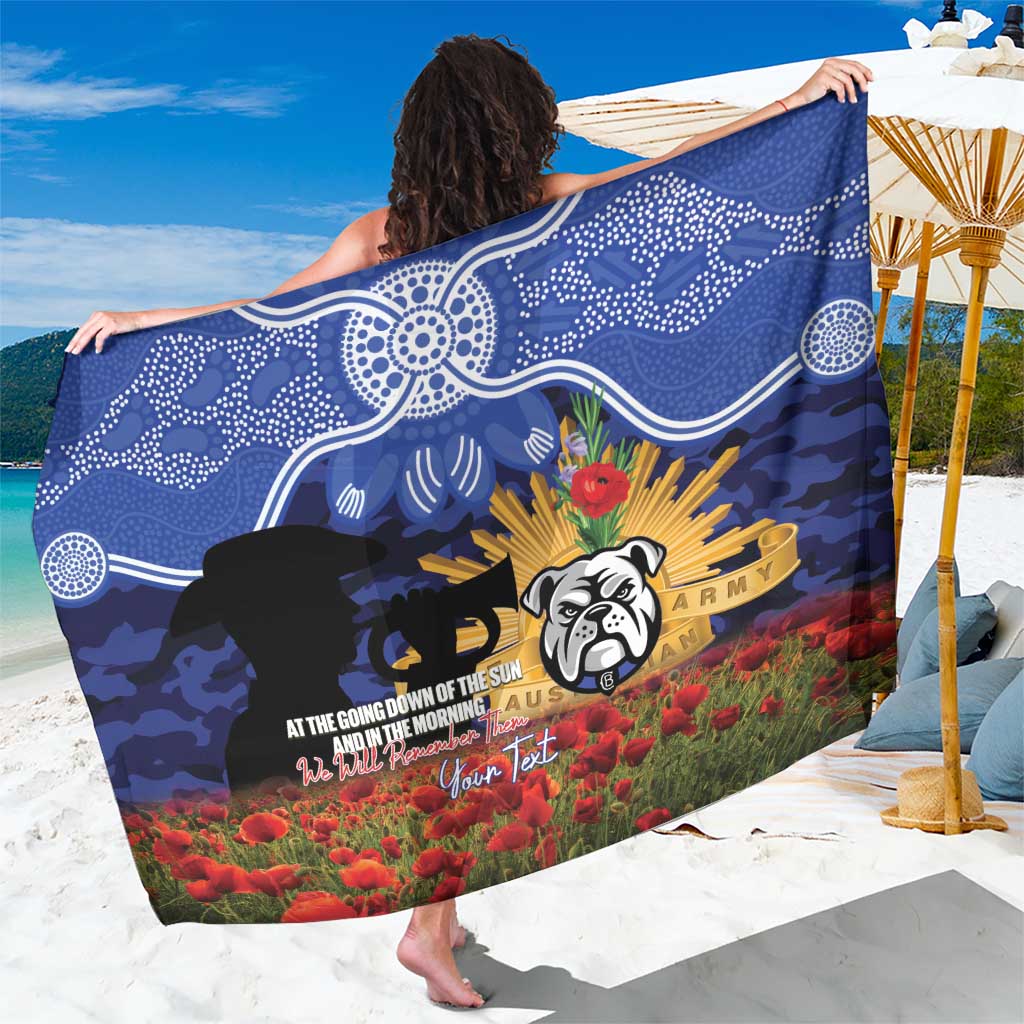 Personalised Bulldogs Rugby ANZAC Day Sarong Last Post Poppy We Will Remember Them