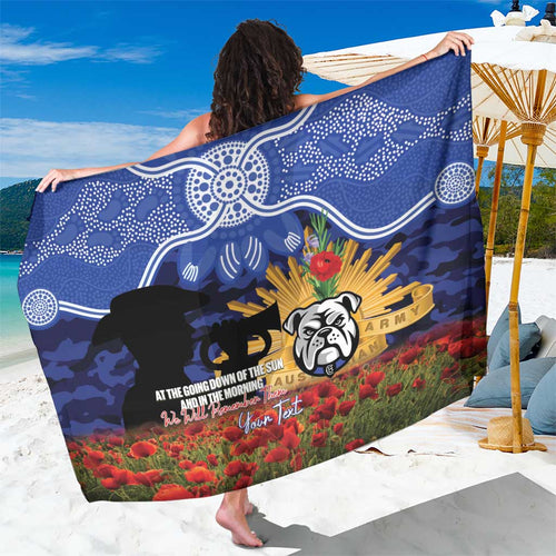 Personalised Bulldogs Rugby ANZAC Day Sarong Last Post Poppy We Will Remember Them