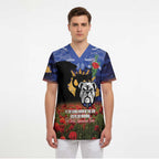 Personalised Bulldogs Rugby ANZAC Day Scrub Top Last Post Poppy We Will Remember Them
