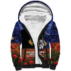 Personalised Bulldogs Rugby ANZAC Day Sherpa Hoodie Last Post Poppy We Will Remember Them