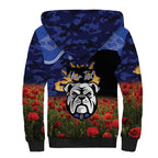 Personalised Bulldogs Rugby ANZAC Day Sherpa Hoodie Last Post Poppy We Will Remember Them