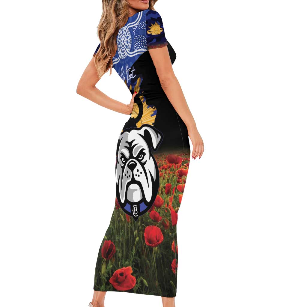 Personalised Bulldogs Rugby ANZAC Day Short Sleeve Bodycon Dress Last Post Poppy We Will Remember Them