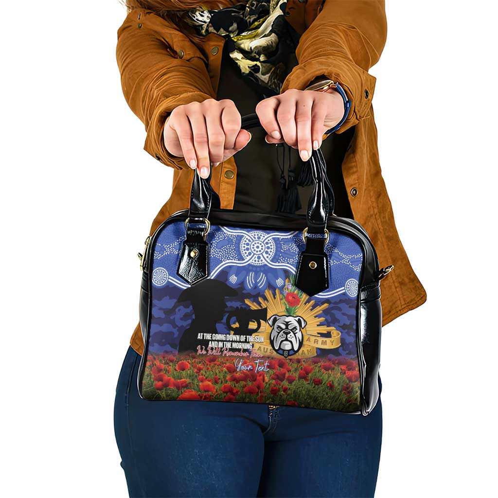 Personalised Bulldogs Rugby ANZAC Day Shoulder Handbag Last Post Poppy We Will Remember Them