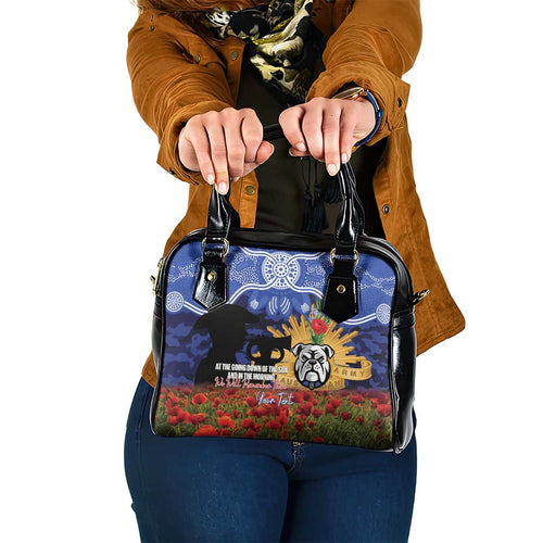 Personalised Bulldogs Rugby ANZAC Day Shoulder Handbag Last Post Poppy We Will Remember Them