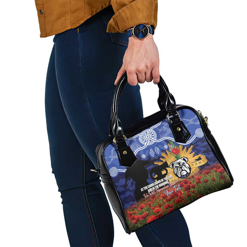 Personalised Bulldogs Rugby ANZAC Day Shoulder Handbag Last Post Poppy We Will Remember Them