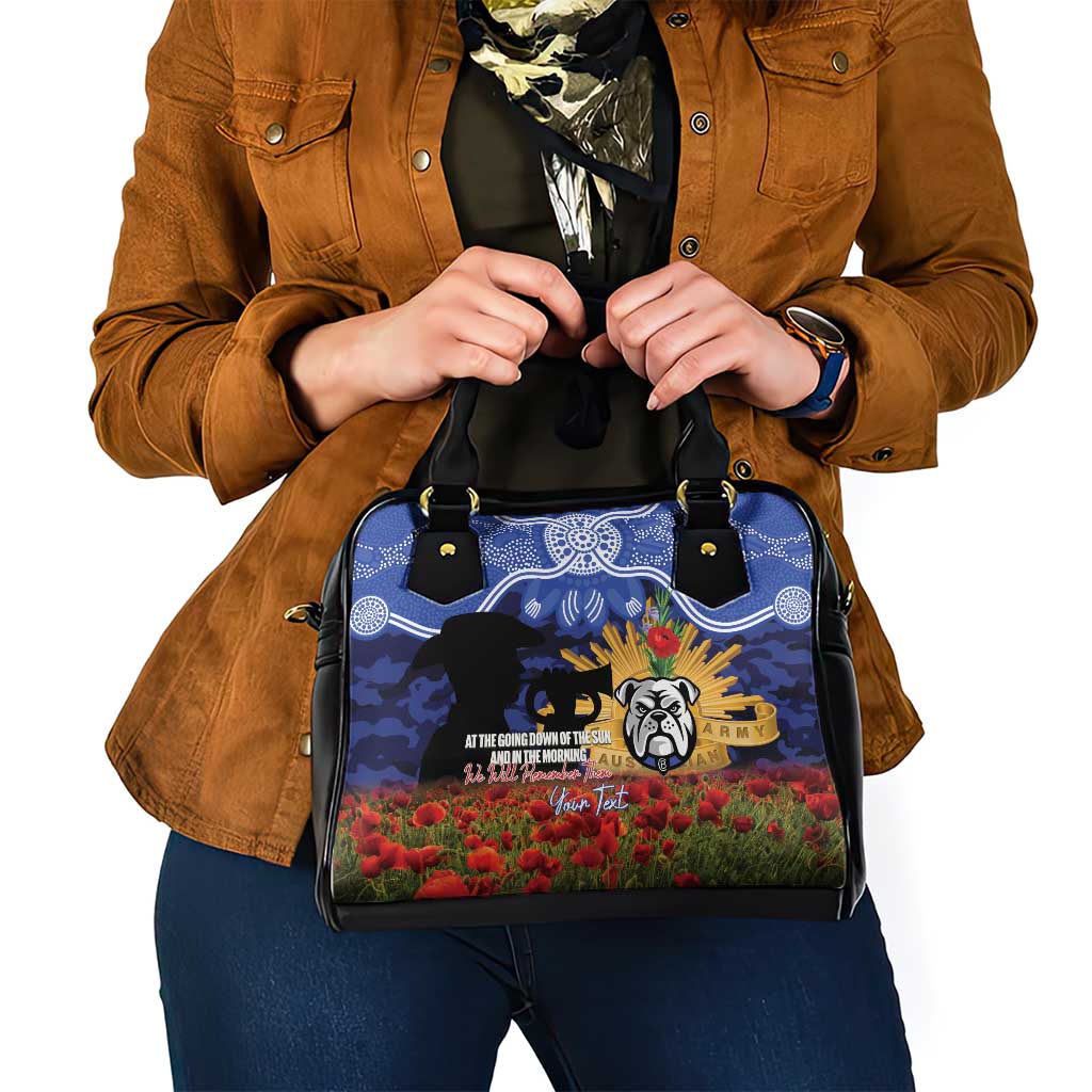 Personalised Bulldogs Rugby ANZAC Day Shoulder Handbag Last Post Poppy We Will Remember Them