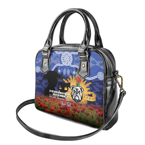 Personalised Bulldogs Rugby ANZAC Day Shoulder Handbag Last Post Poppy We Will Remember Them