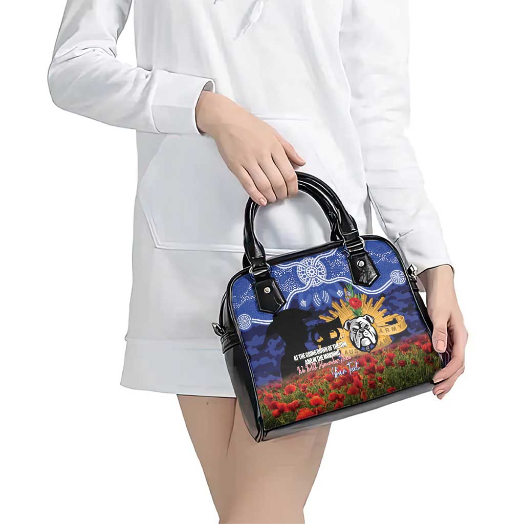 Personalised Bulldogs Rugby ANZAC Day Shoulder Handbag Last Post Poppy We Will Remember Them