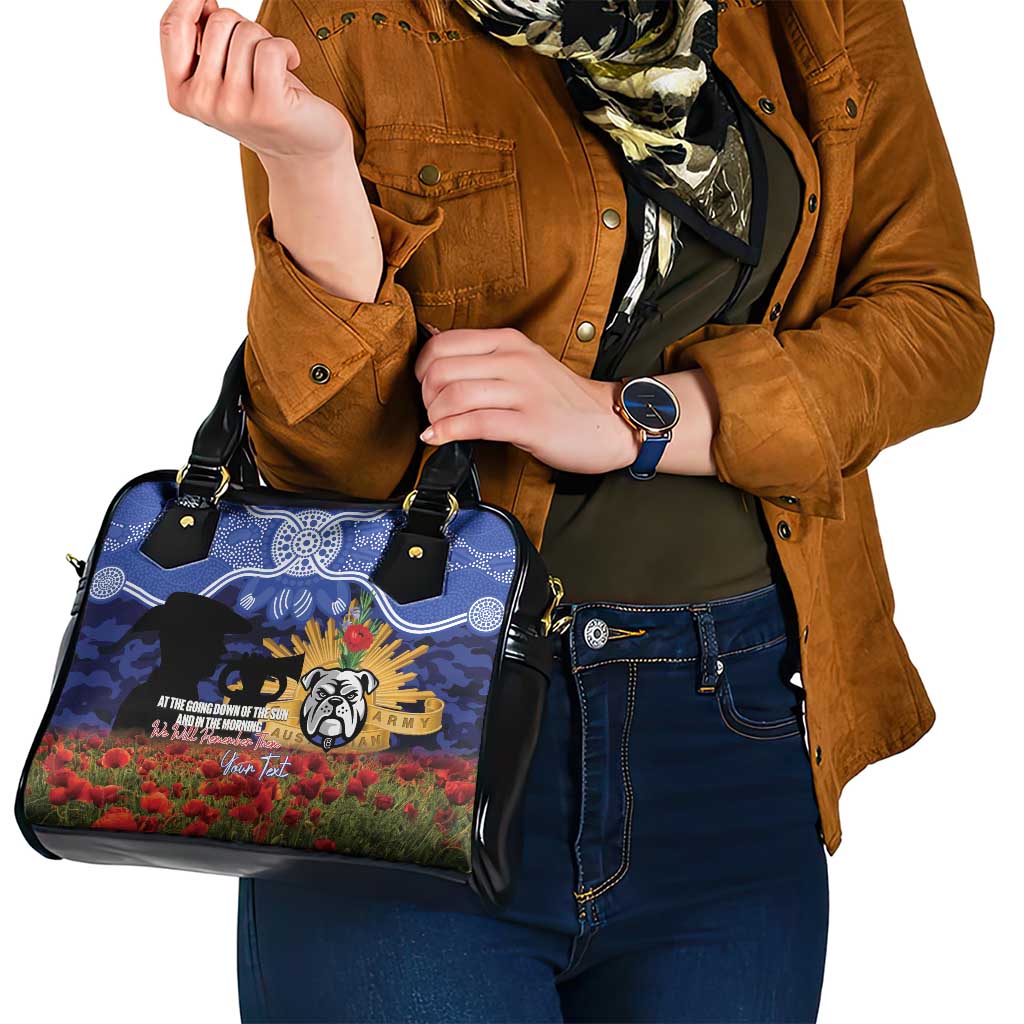 Personalised Bulldogs Rugby ANZAC Day Shoulder Handbag Last Post Poppy We Will Remember Them
