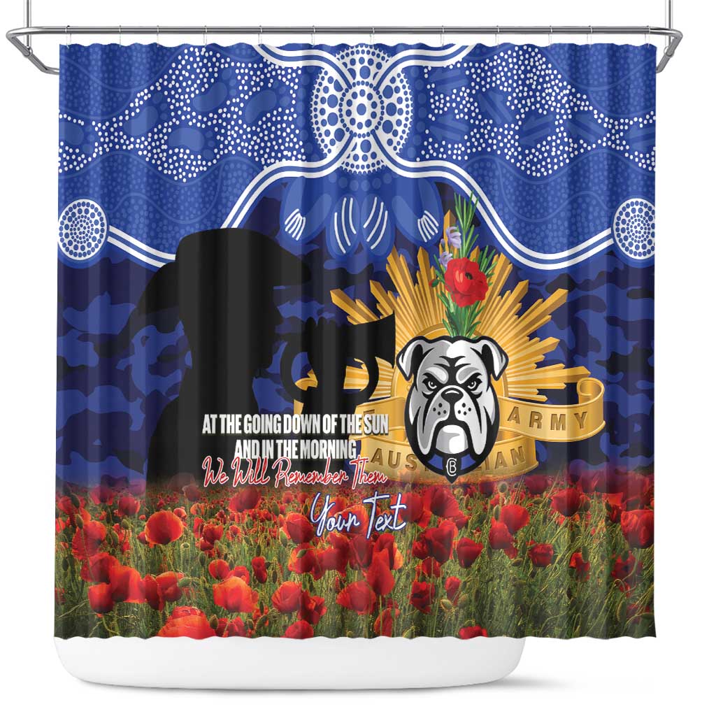 Personalised Bulldogs Rugby ANZAC Day Shower Curtain Last Post Poppy We Will Remember Them
