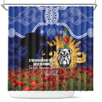 Personalised Bulldogs Rugby ANZAC Day Shower Curtain Last Post Poppy We Will Remember Them