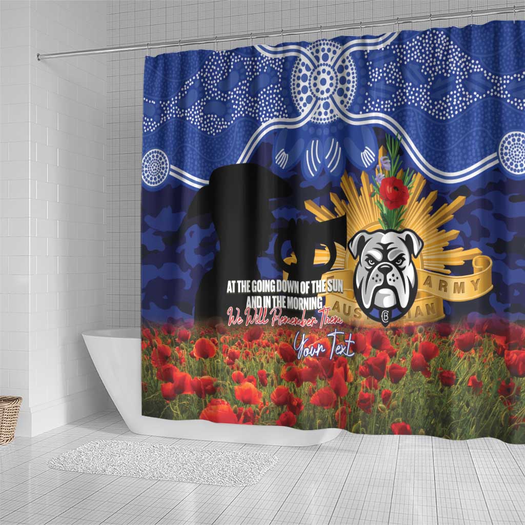 Personalised Bulldogs Rugby ANZAC Day Shower Curtain Last Post Poppy We Will Remember Them