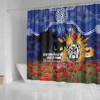 Personalised Bulldogs Rugby ANZAC Day Shower Curtain Last Post Poppy We Will Remember Them