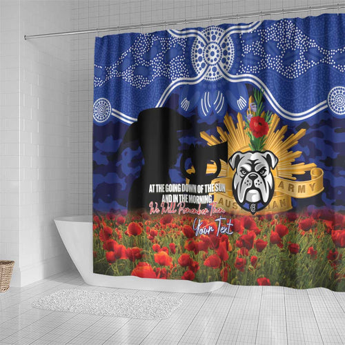 Personalised Bulldogs Rugby ANZAC Day Shower Curtain Last Post Poppy We Will Remember Them