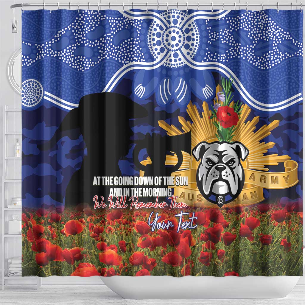 Personalised Bulldogs Rugby ANZAC Day Shower Curtain Last Post Poppy We Will Remember Them