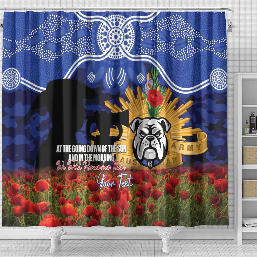 Personalised Bulldogs Rugby ANZAC Day Shower Curtain Last Post Poppy We Will Remember Them