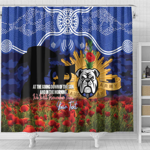 Personalised Bulldogs Rugby ANZAC Day Shower Curtain Last Post Poppy We Will Remember Them